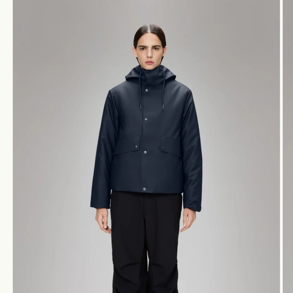 Rains Dark Gray Short Parka - Picture 2 of 3